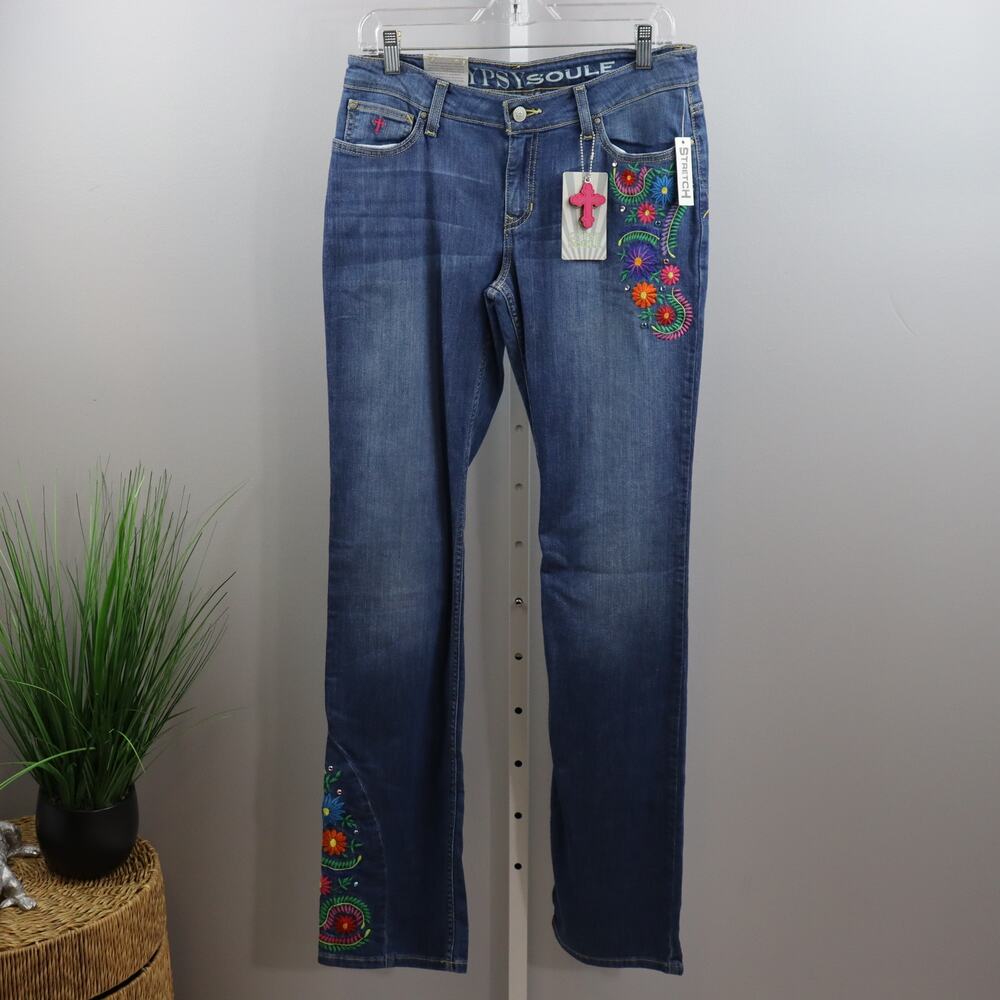 Gypsy‎ Soule Janis Embroidered Stretch Jeans Size 8/29 NWT